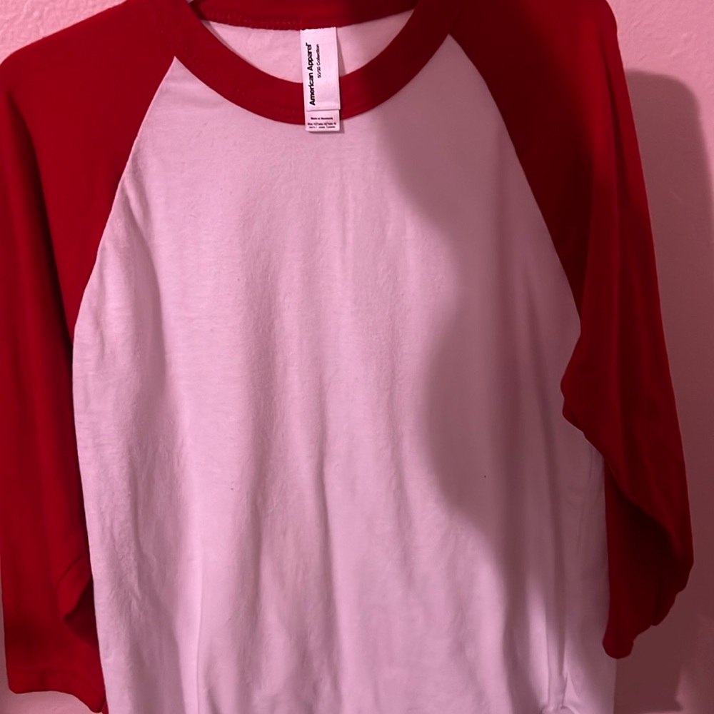 Red and White Long Sleeve Shirt American Apparel Size 10 Youth